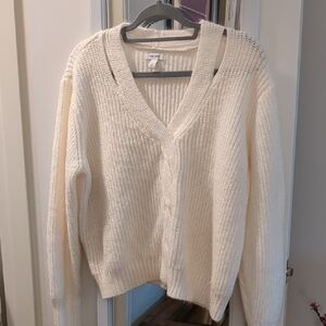 Nine West Cream Cardigan Sweater Timeless Ribbed Knit